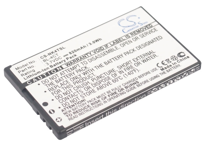 820mAh Replacement Battery for Gresso Cruiser, Luxor, Regal & Nokia - BL-4CT, 5310, 6600 Fold, 7310s - 3.7V Li-ion