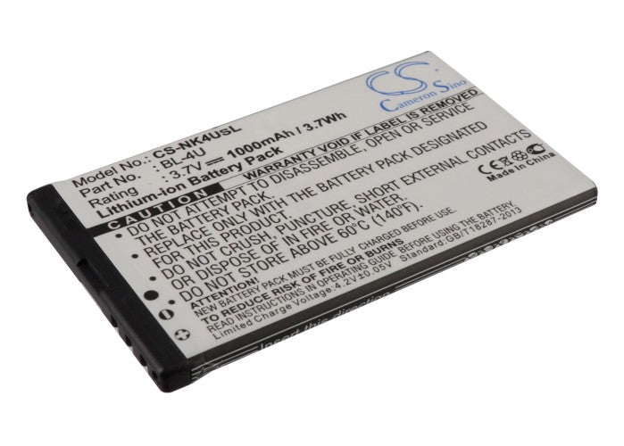 1000mAh BL-4U Replacement Battery for Nokia 515, 301, Asha & BLU EZ2Go Smartphones - Long Lasting Power