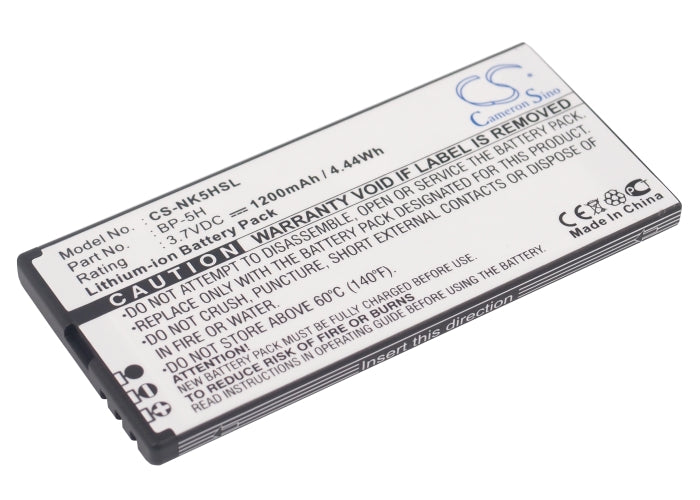 1200mAh Nokia Lumia 701 Battery Replacement - 3.7V Li-ion BP-5H Compatible Smartphone Battery