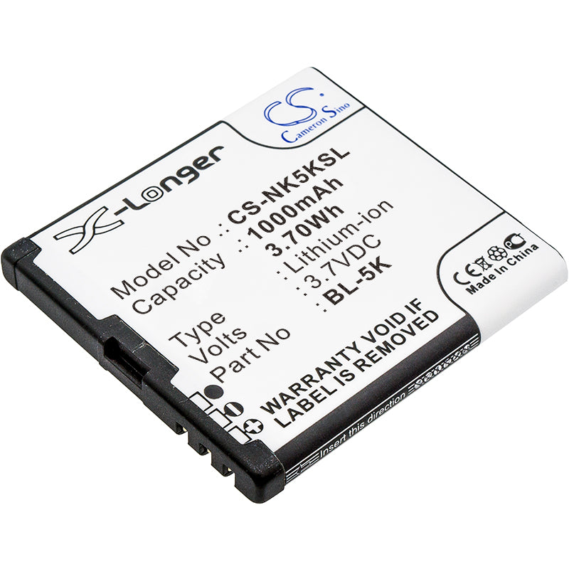 1000mAh Replacement Battery for Dr.Tech IP-88, Nokia N85/N86/C7/X7 - 3.7V Li-ion Smartphone Battery
