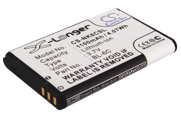 1100mAh Replacement Battery for Nokia Doro DIGIPO Phones - BL-6C LBAT100 - 3.7V Li-ion Power Backup