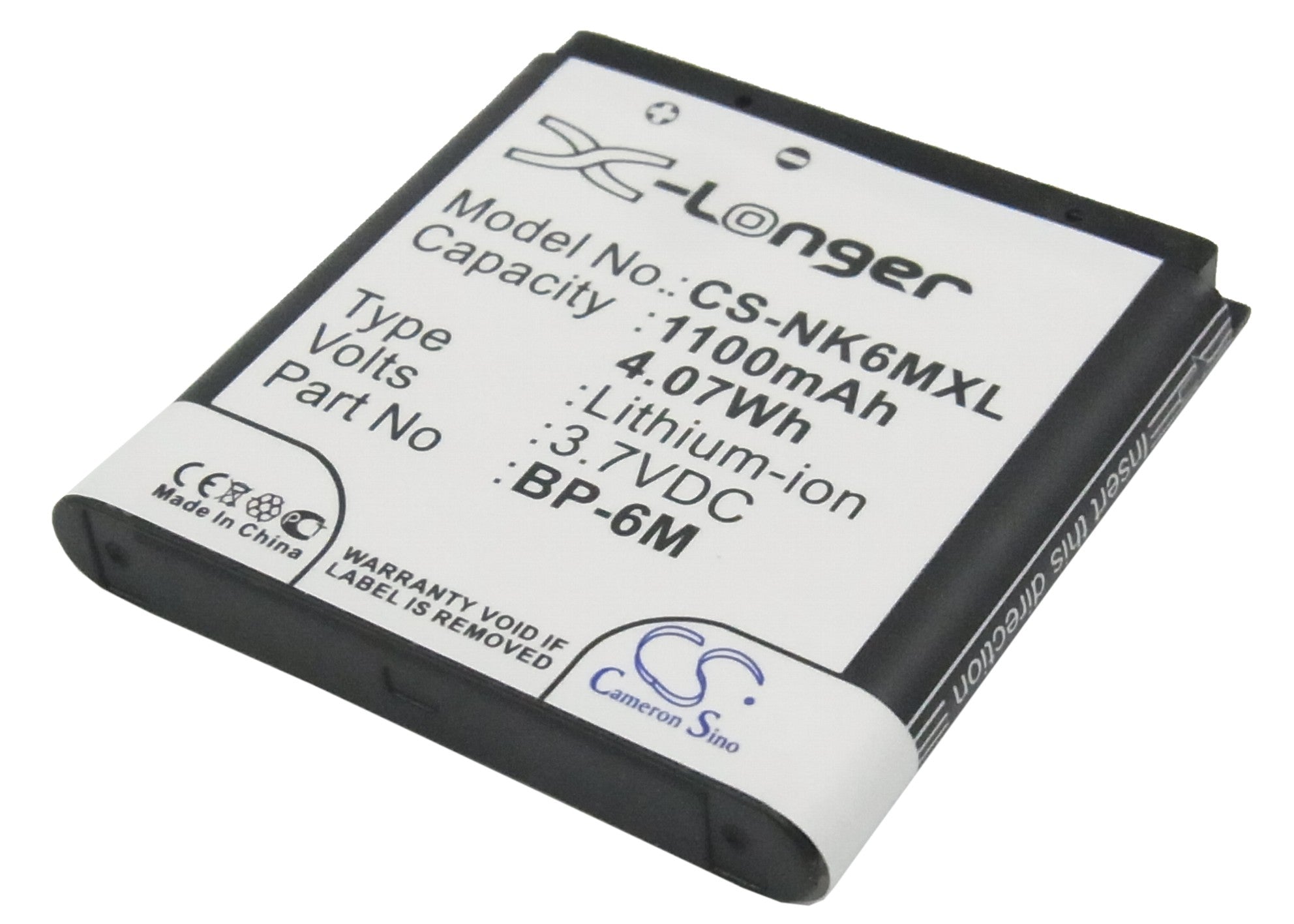 1100mAh Battery for Mobiado Lucido, Nokia N93, N73, 3250 - BP-6M - 3.7V Li-ion Replacement - Cell Phone Power Solution