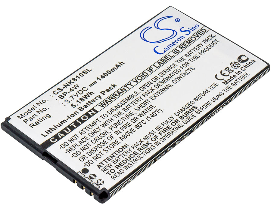 Nokia Lumia 810/822 Battery - 1400mAh BP-4W Replacement, 3.7V Li-ion - Smartphone Power Solution