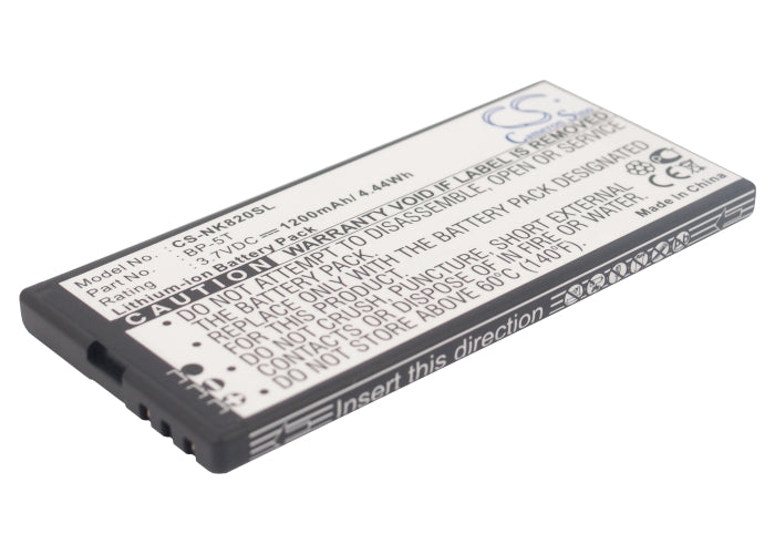1200mAh Replacement Battery for Nokia Lumia 820, 820.2, Arrow & 825 Smartphones - 3.7V Li-ion