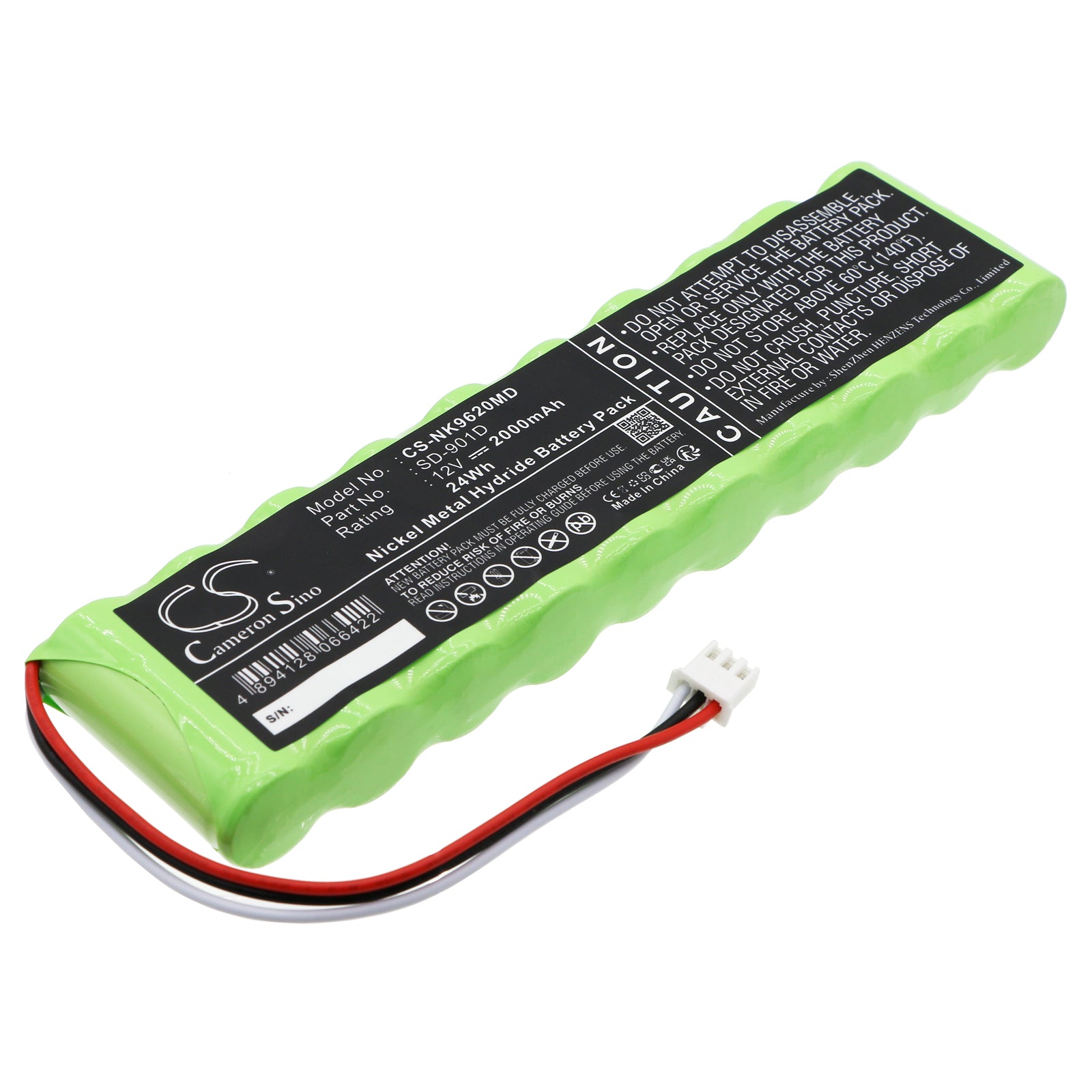 12V 2000mAh Ni-MH Replacement Battery for Nihon Kohden ECG/Cardiofax Monitors - Long Life, High Capacity
