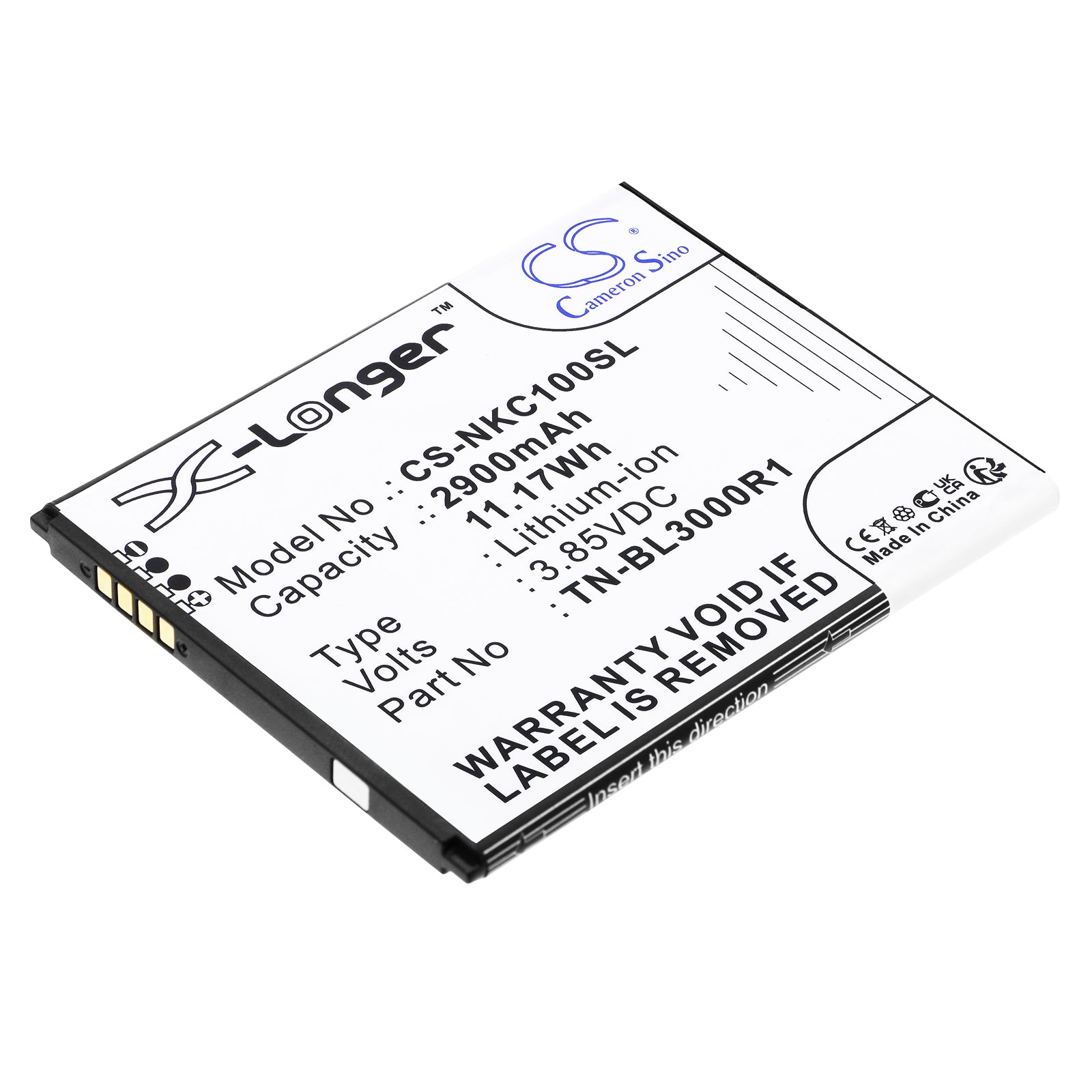 2900mAh TN-BL3000R1 Li-ion Replacement Battery for Nokia N152DL, TA-1520, C100 & C100 2022 - 3.85V Smartphone Battery