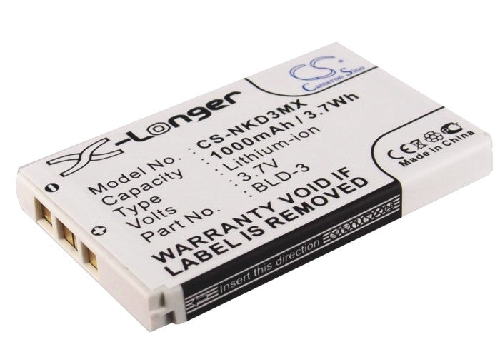 1000mAh Li-ion Replacement Battery for Nokia 7250i, 6610, 3300, 6200 Series BLD-3 Mobile Phones
