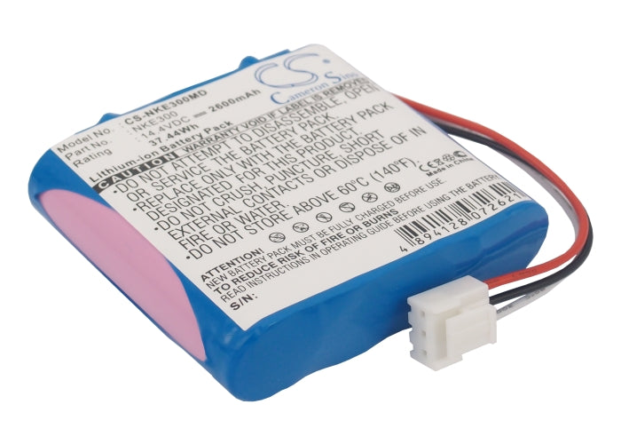 Nihon Kohden Edan SE-300A/B EKG Replacement Battery - 14.4V 2600mAh Lithium-Ion, 73.7x69.5x18.7mm