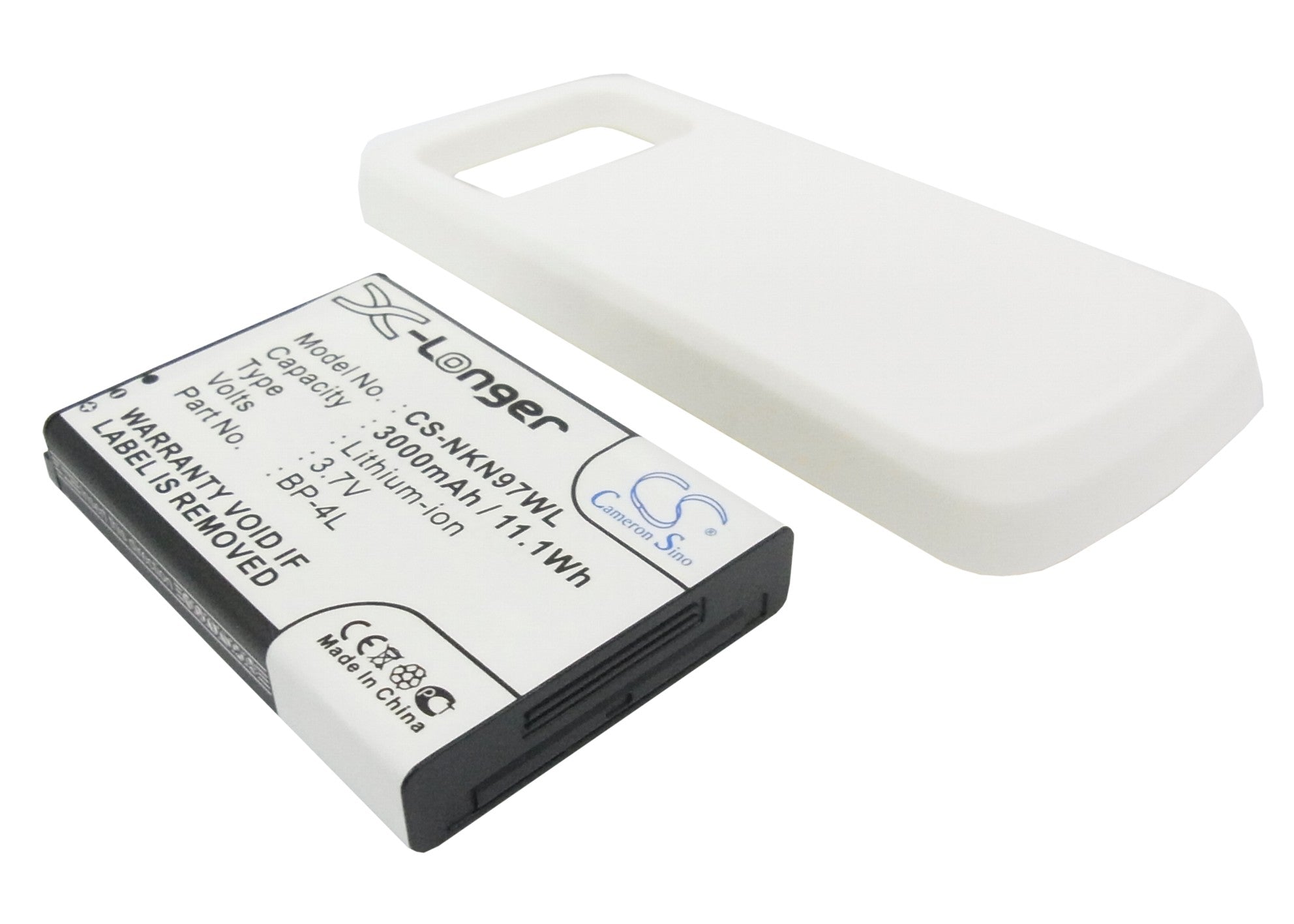 3000mAh BP-4L Battery for Nokia N97 Smartphone - Replacement, 3.7V Li-ion - Extended Power