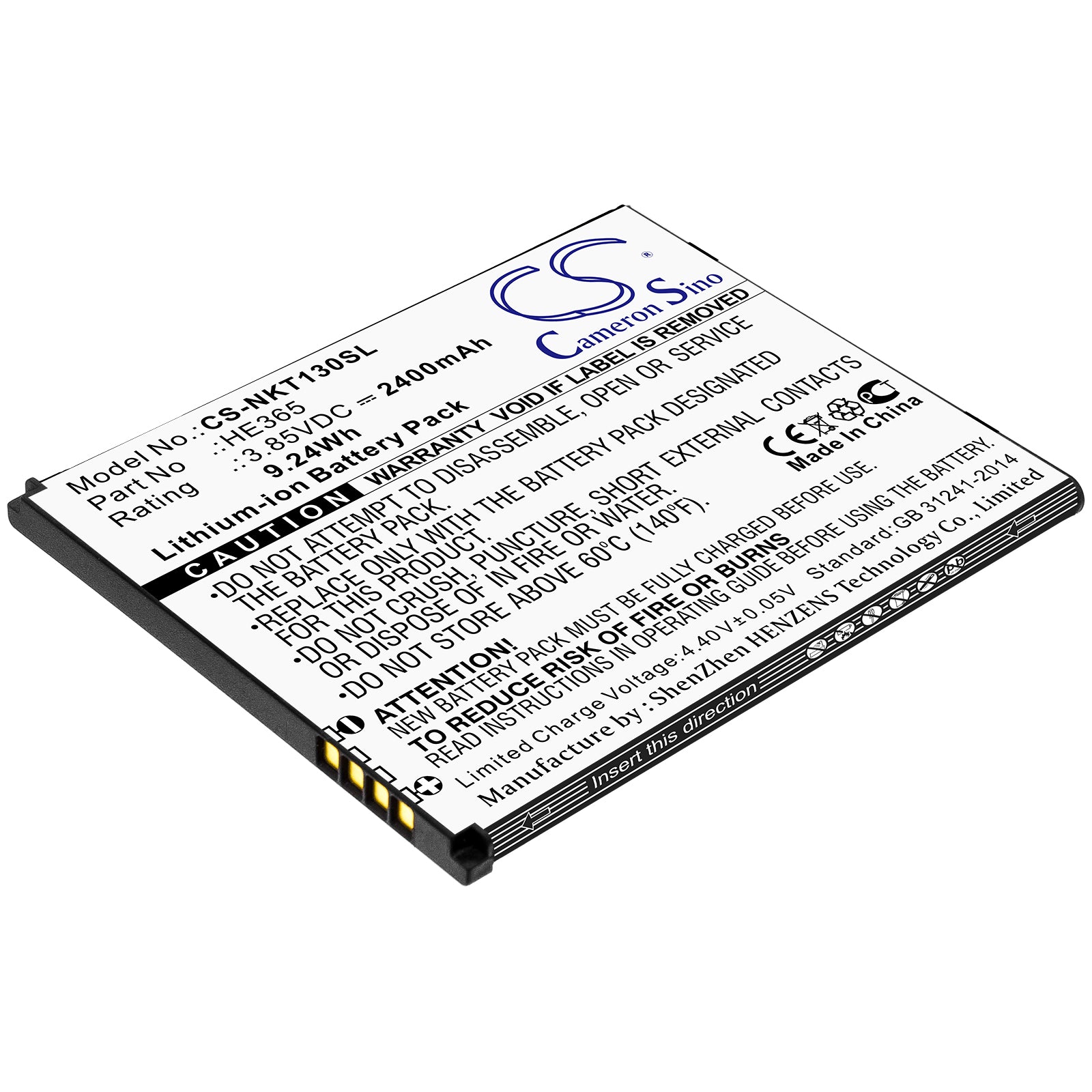 2400mAh Replacement Battery for Nokia 1 Plus - TA-1130, TA-1123, TA-1127, TA-1111 - 3.85V Li-ion Battery