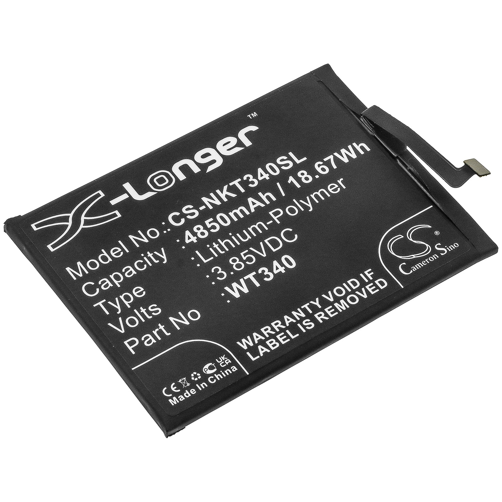 4850mAh Replacement Battery for Nokia G10, G20 (TA-1338, TA-1344, TA-1341) - WT340 - 3.85V Li-Polymer Cell Phone Battery