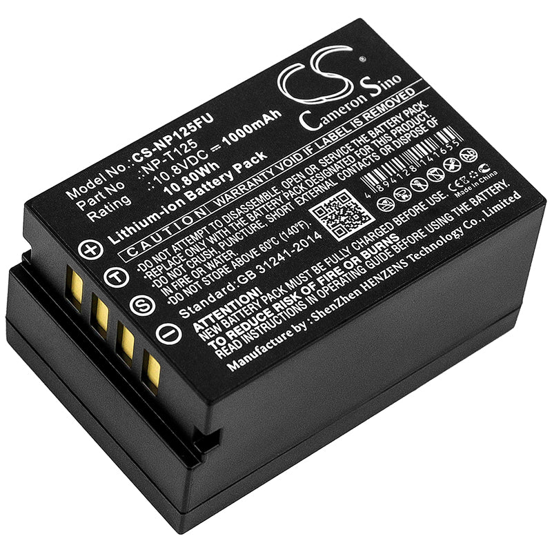1000mAh Replacement Battery for Fujifilm GFX & GFX 50S Medium Format Cameras, NP-T125, Li-ion 10.8V