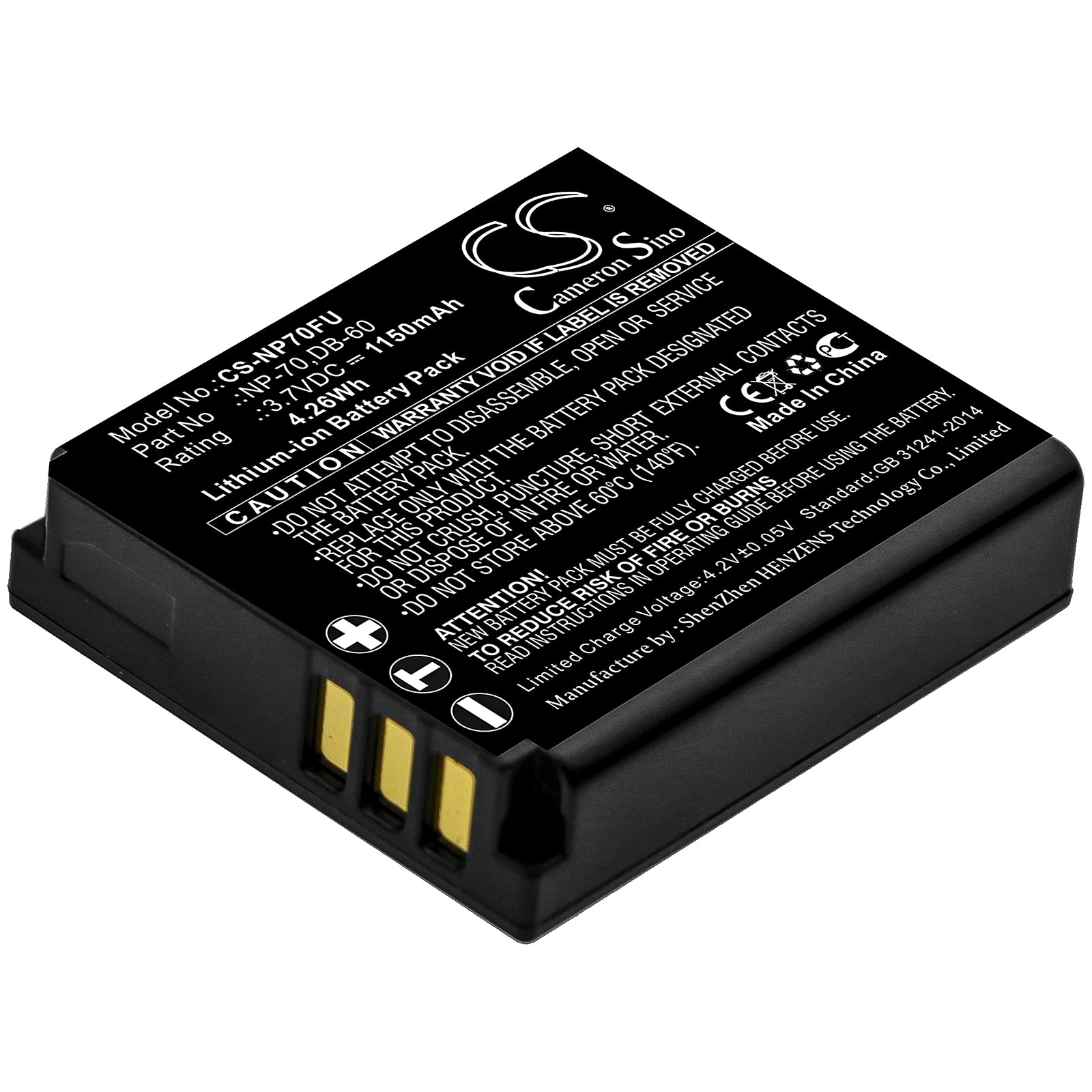 3.7V 1150mAh Li-ion Replacement Battery for Fujifilm, Panasonic, Leica, Ricoh & Sigma Cameras