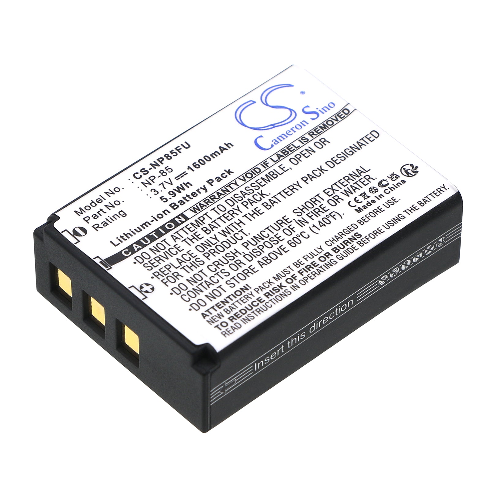 1600mAh Replacement Battery for Fujifilm Finepix & SL Series Cameras (NP-85, 3.7V, 5.92Wh Li-ion)