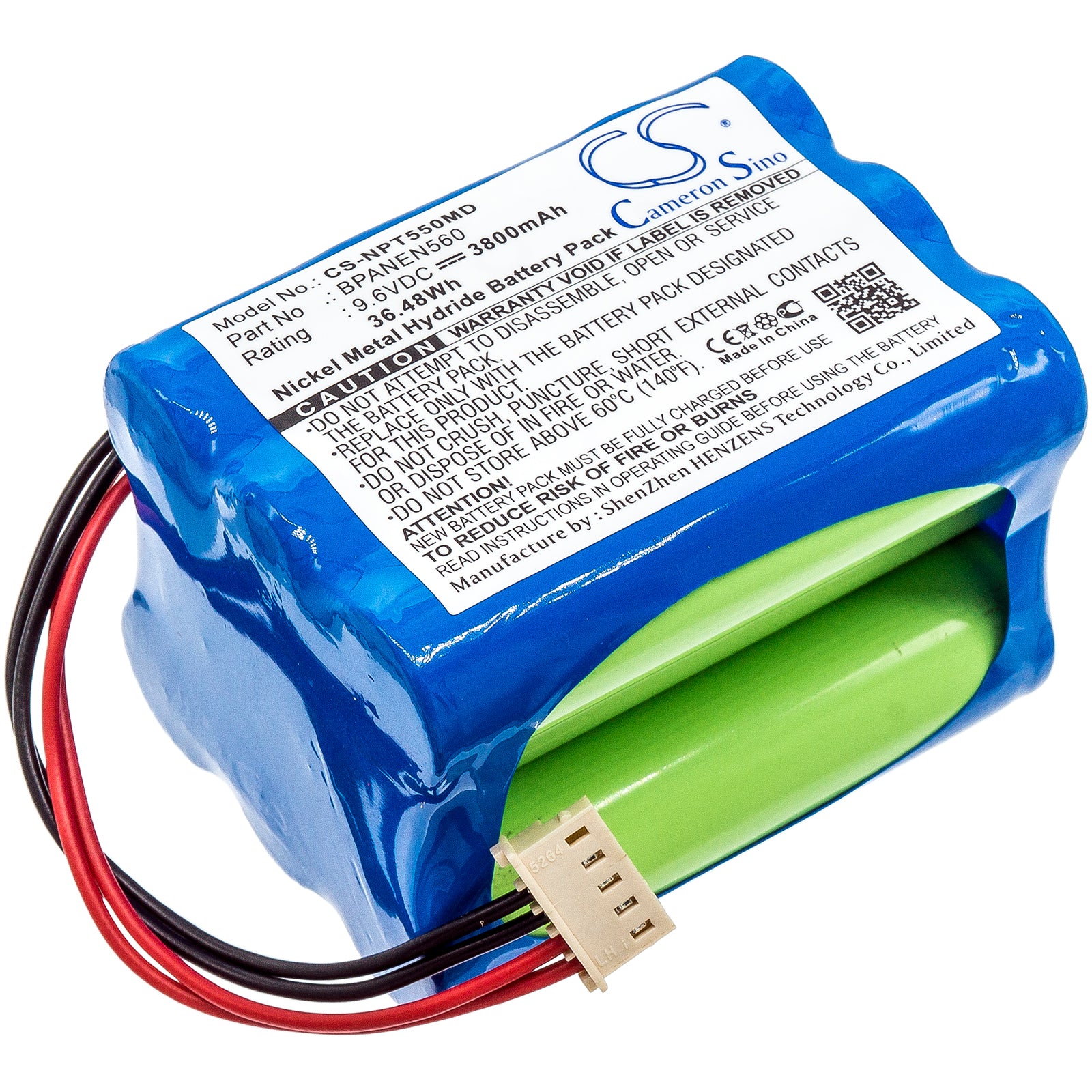 9.6V 3800mAh Ni-MH Replacement Battery for Covidien N550, N560 Pulse Oximeter - 36.48Wh