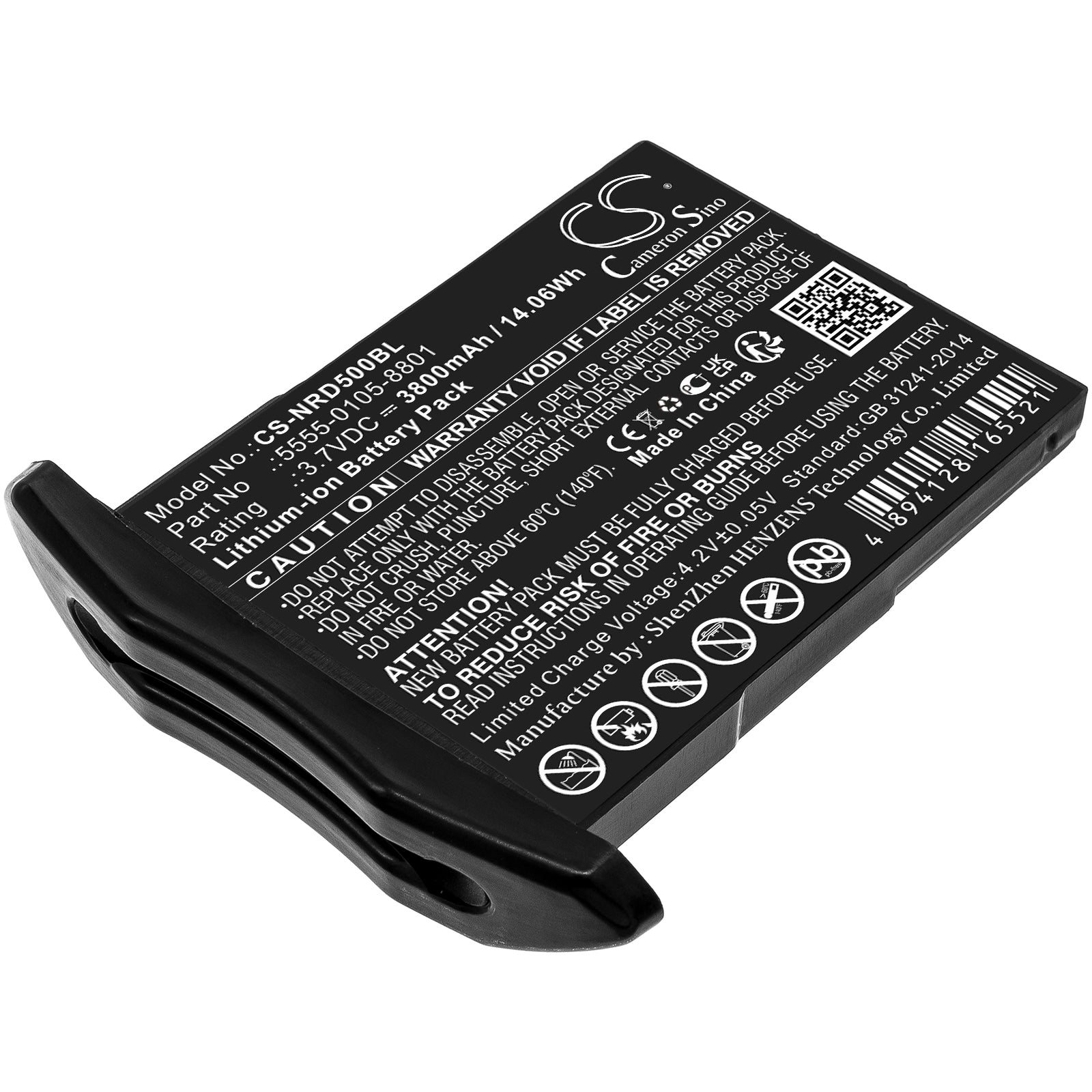 3800mAh Extended Life Replacement Battery for NCR Orderman 5 Barcode Scanner - 3.7V Li-ion
