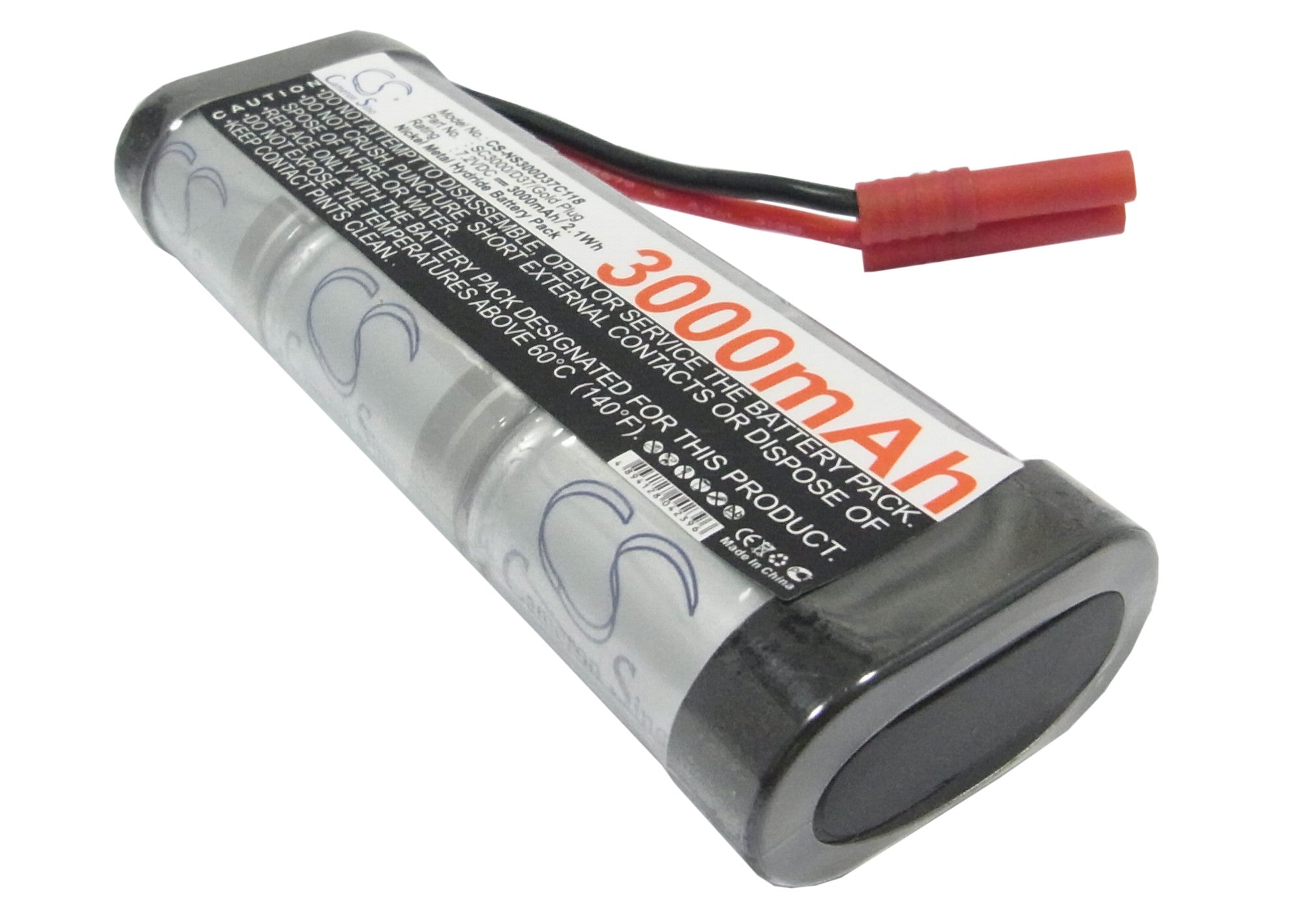 High-Capacity 7.2V 3600mAh Ni-MH Battery Pack for RC Cars - CS-NS360D37C118 (136.95x46.05x24.63mm)