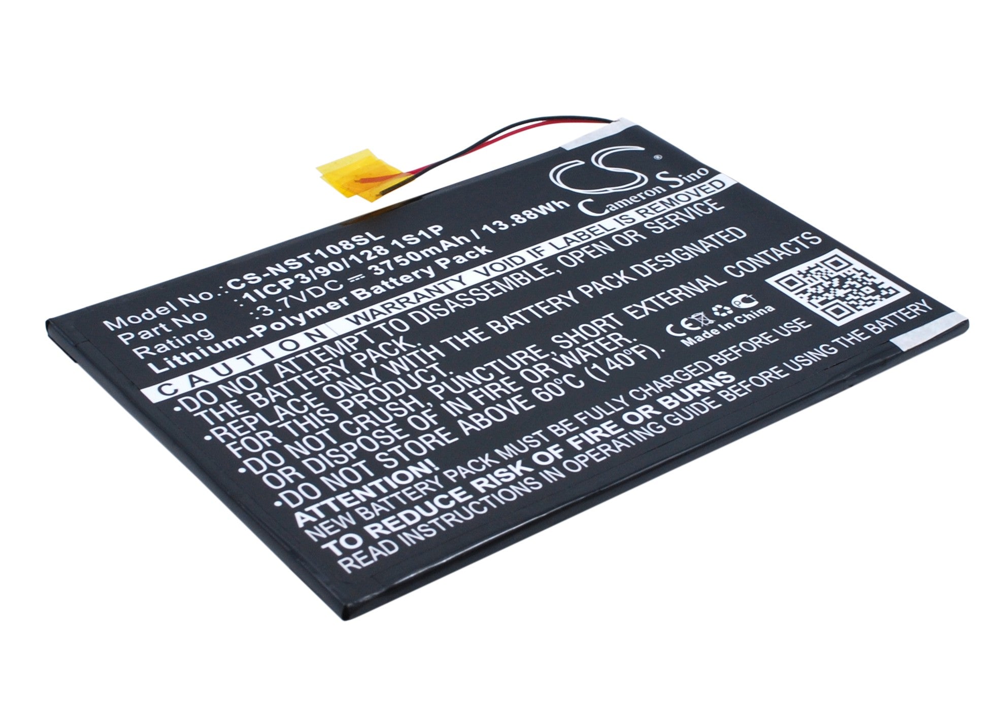 3750mAh Replacement Battery for Nuvision 10.1" TM1088 Tablet (3.7V, 13.88Wh) - Li-Polymer Internal Battery