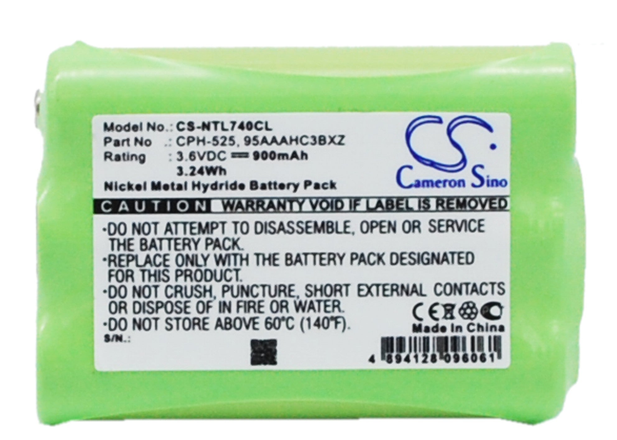 Nortel T7406E Cordless Phone Battery - 3.6V 900mAh Ni-MH Replacement, 81010 Compatible, 45.2x31.5x10.6mm