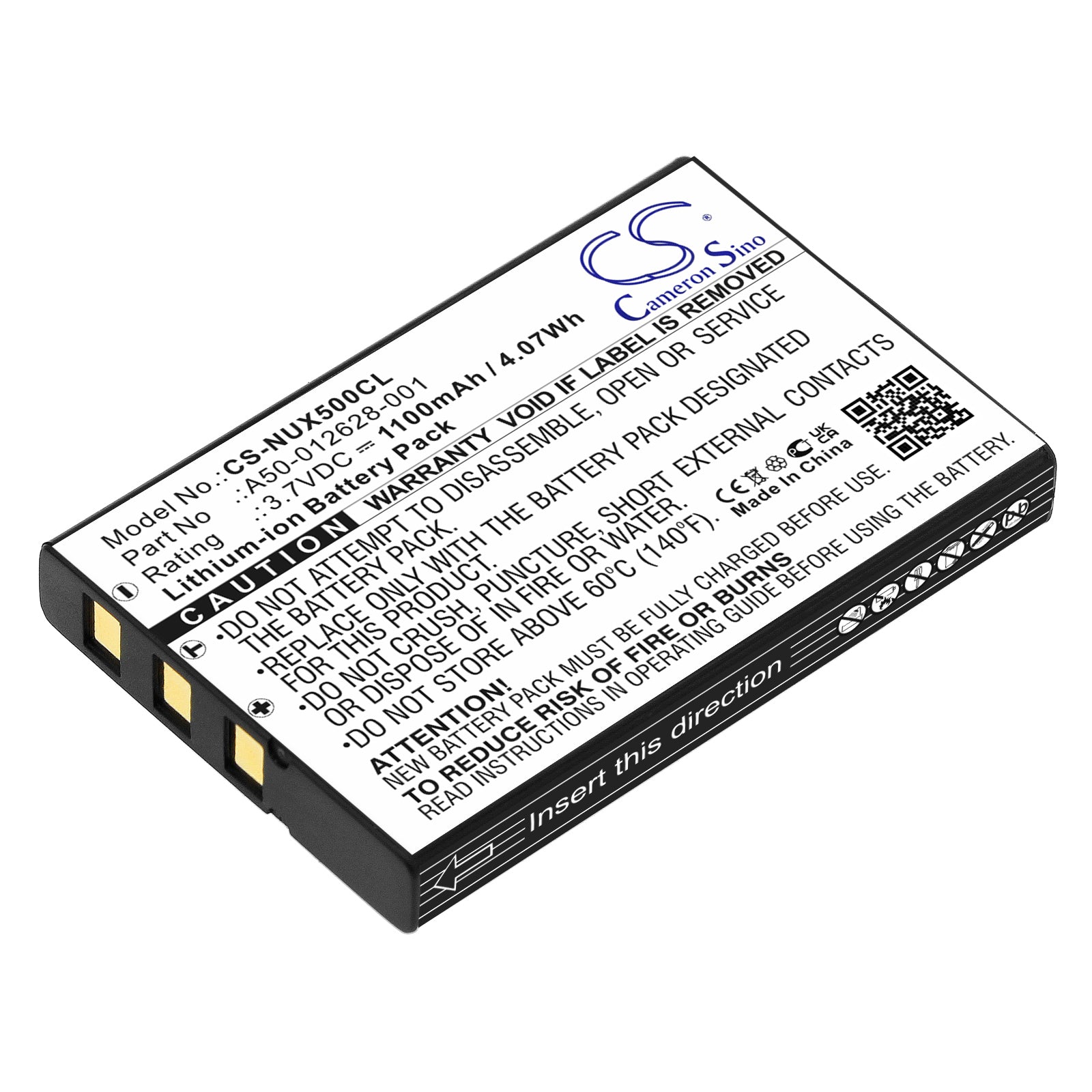 1100mAh Replacement Battery for NEC DT330 DTL-12BT-1 UX5000 Cordless Phones - 3.7V Li-ion (A50-012628-001)