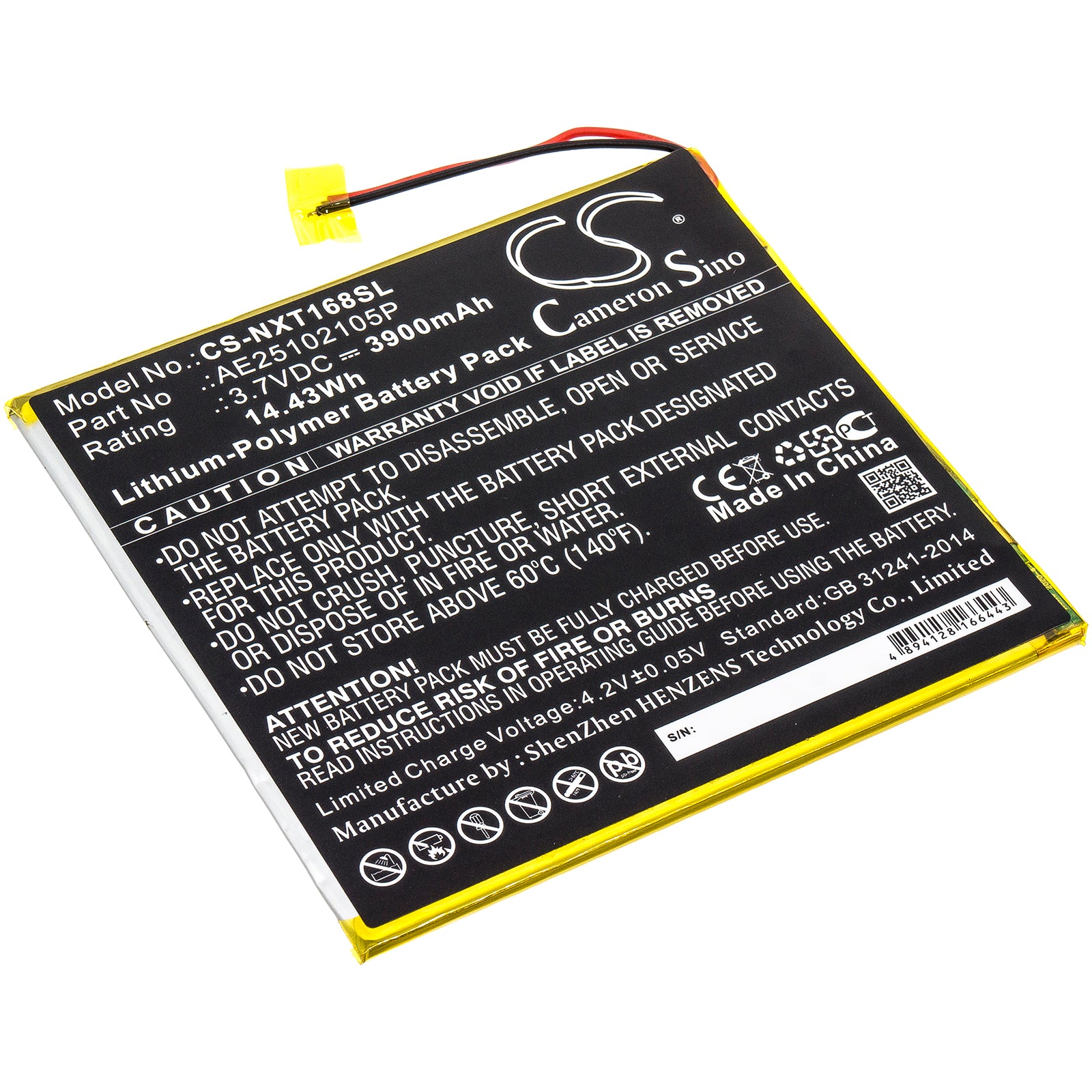 3900mAh Replacement Battery for Nextbook Ares 8A NX16A8116KPK Tablet - 3.7V Li-Polymer