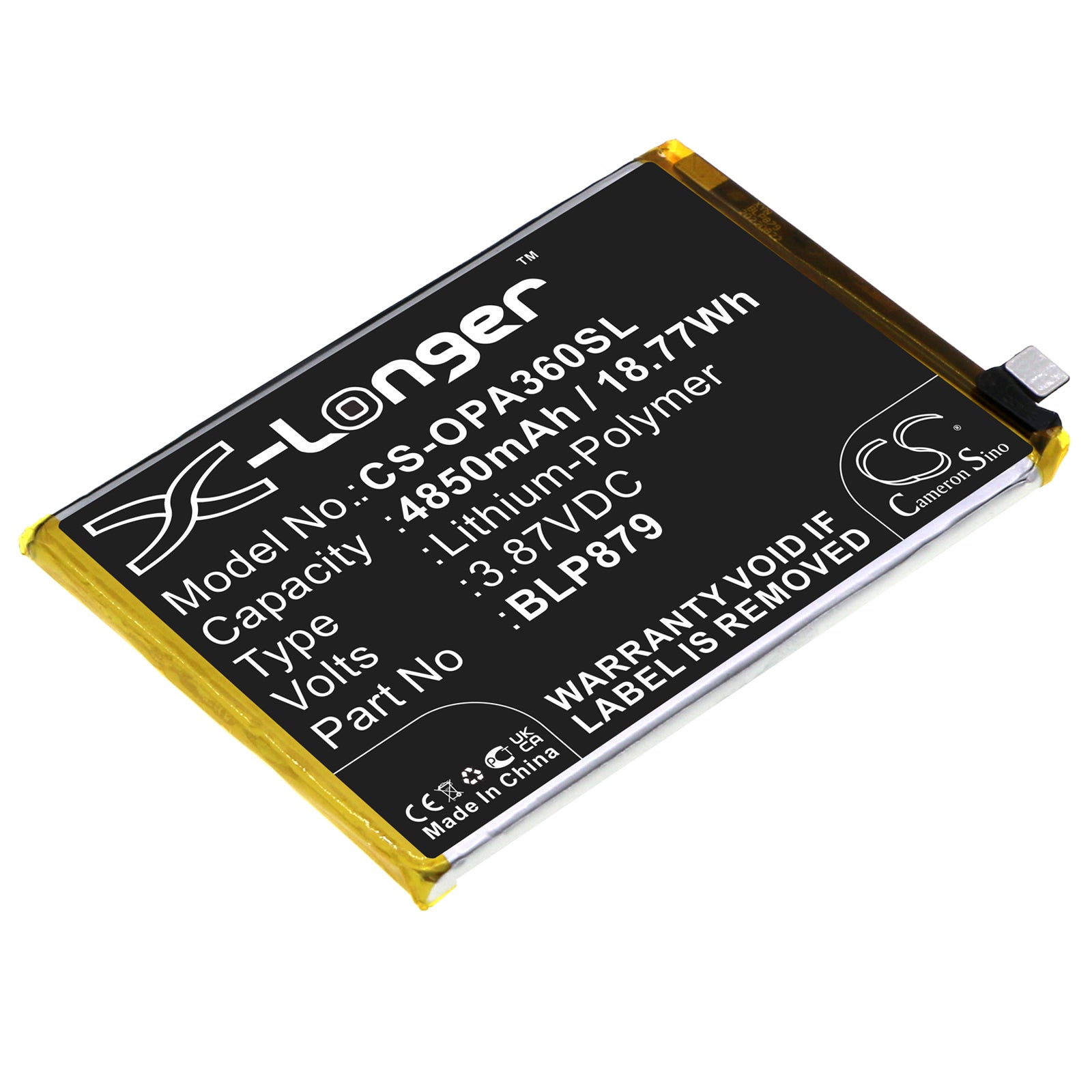 4850mAh Replacement Battery for OPPO A36 (PESM10, 2022) - 3.87V Li-Polymer BLP879 - Phone Repair Part