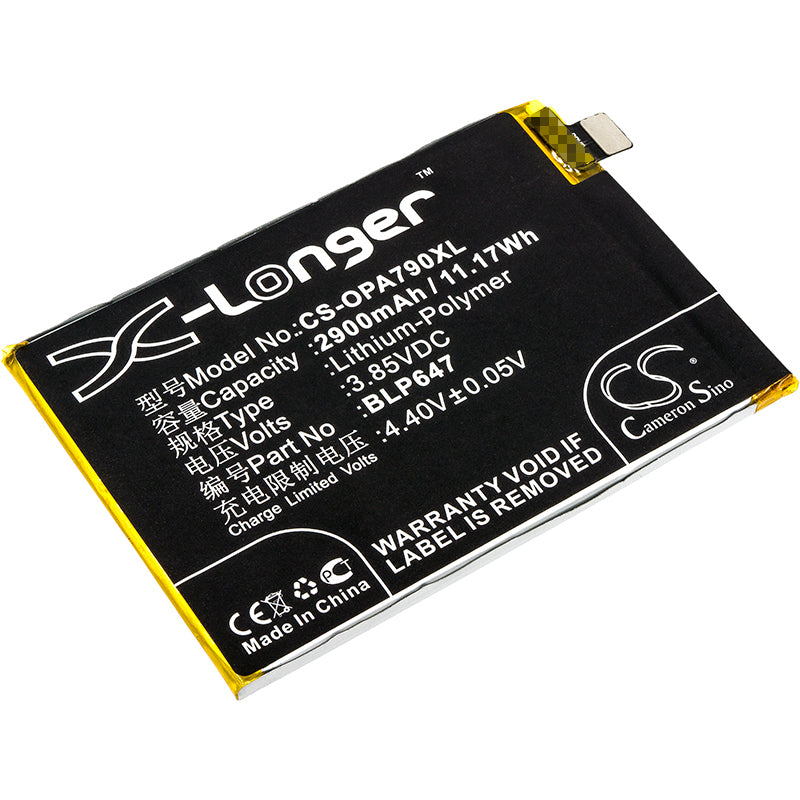 2900mAh Replacement Battery for OPPO A79 Series Smartphones - BLP647, 3.85V Li-Polymer