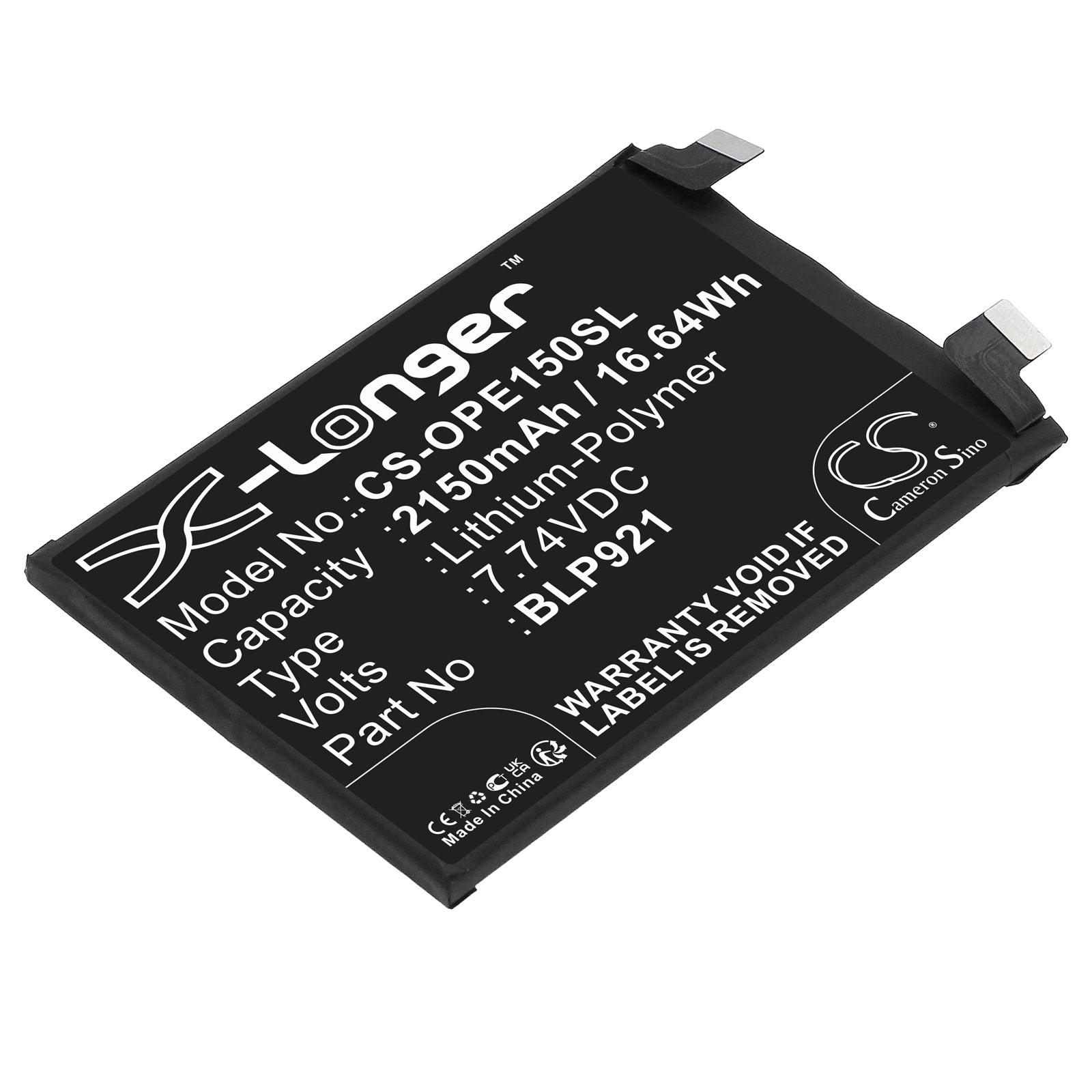 2150mAh OnePlus Ace 150W Replacement Battery, BLP921 – 7.74V 16.64Wh Li-Polymer Smartphone Battery