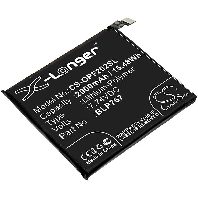 2000mAh Replacement Battery for OPPO Find X2 Pro/5G - Models CPH2025, PDEM30, OPG01, BLP767 - 7.74V 15.48Wh Capacity