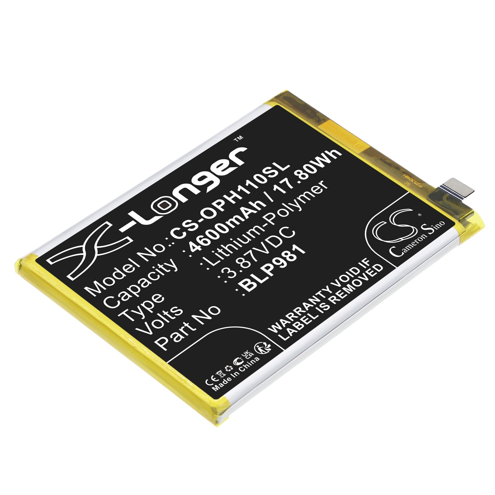 4600mAh Replacement Battery for OPPO A1 Pro (PHQ110) Smartphone - BLP981 Compatible, Long-Lasting Power