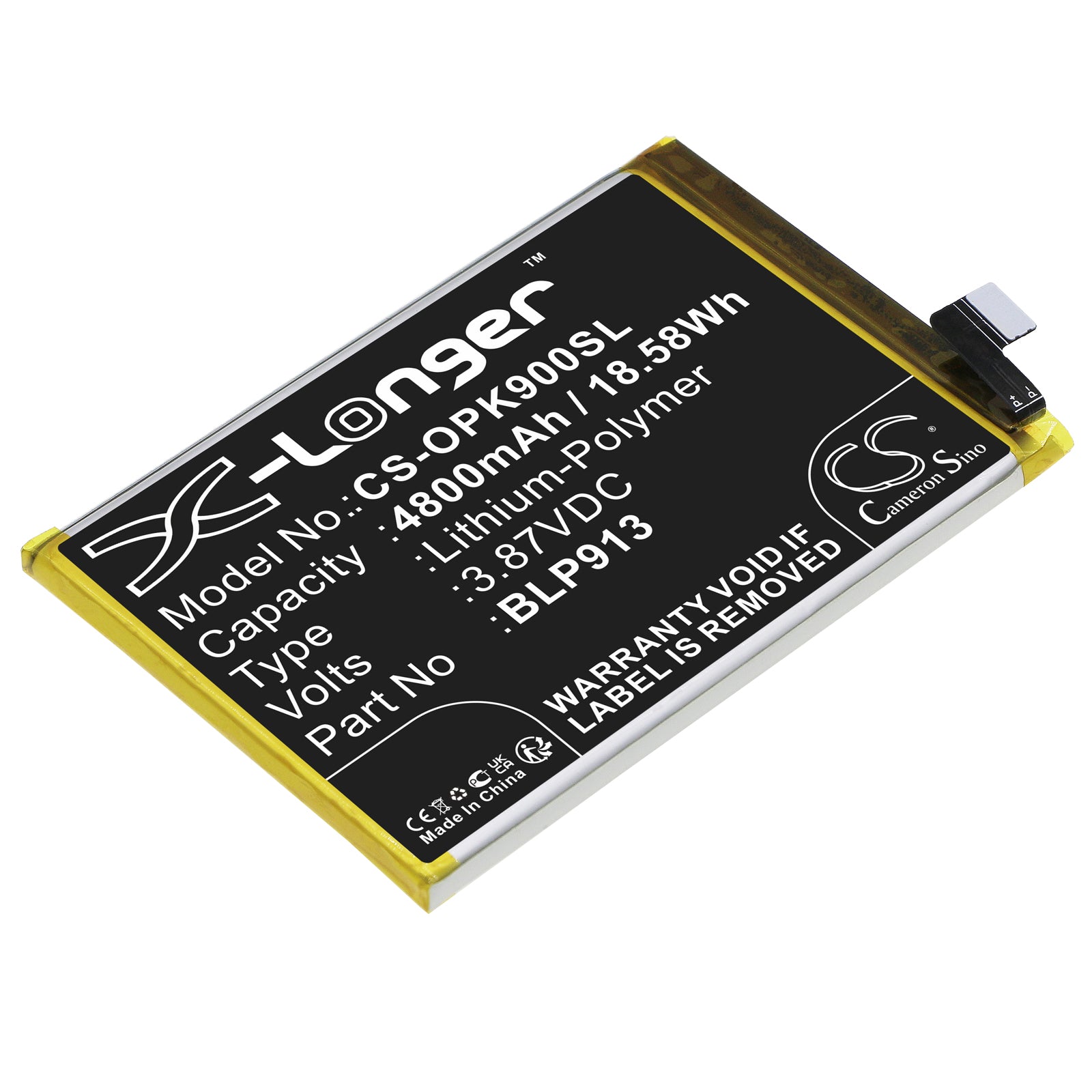 4800mAh Replacement Battery for OPPO K9X & K9x 5G (2021) - BLP913 - PGCM10 - 3.87V Li-Polymer - Phone Repair Part