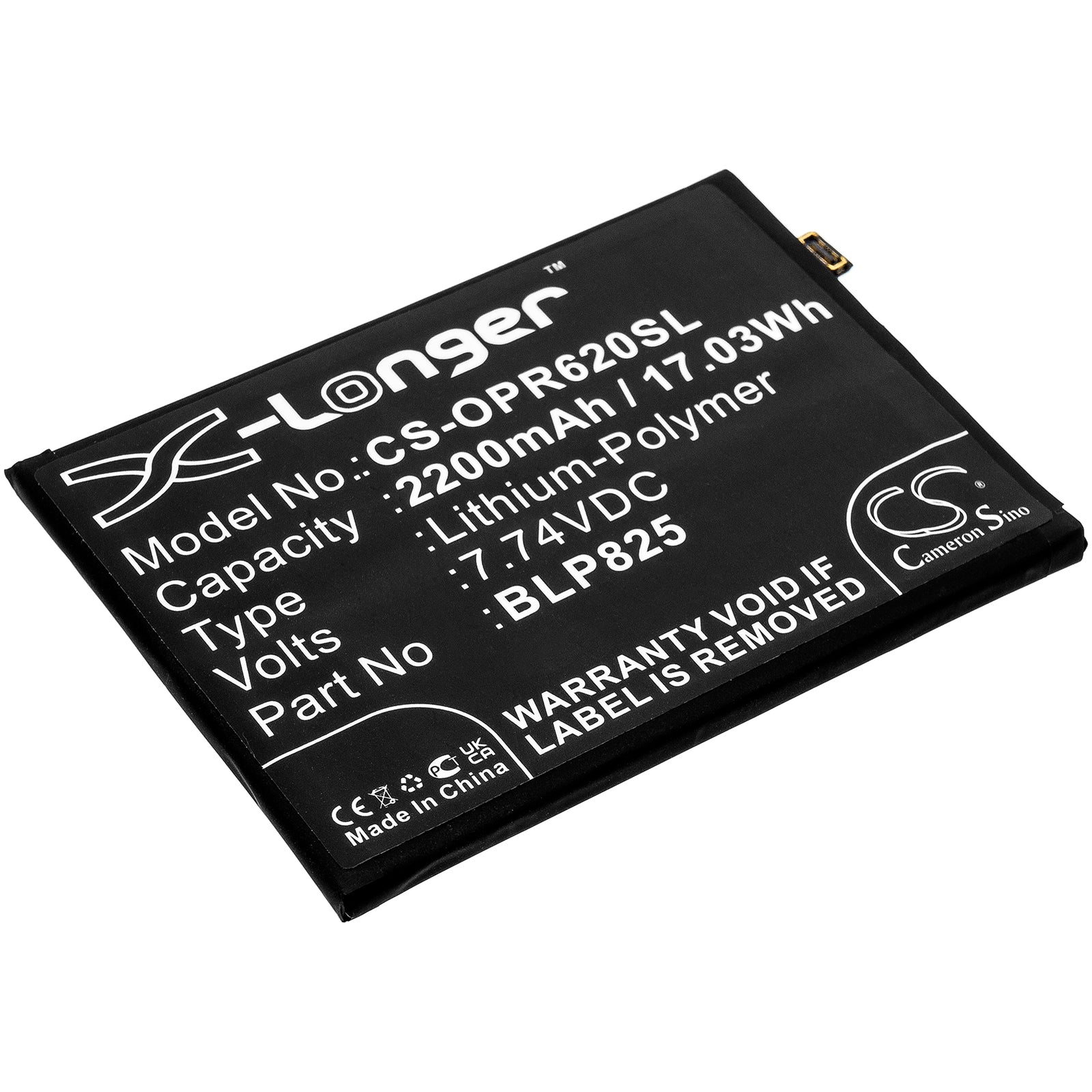 2200mAh Replacement Battery for OPPO Reno6 Pro & Reno5 Pro+ Smartphones - BLP825, Li-Polymer, 7.74V