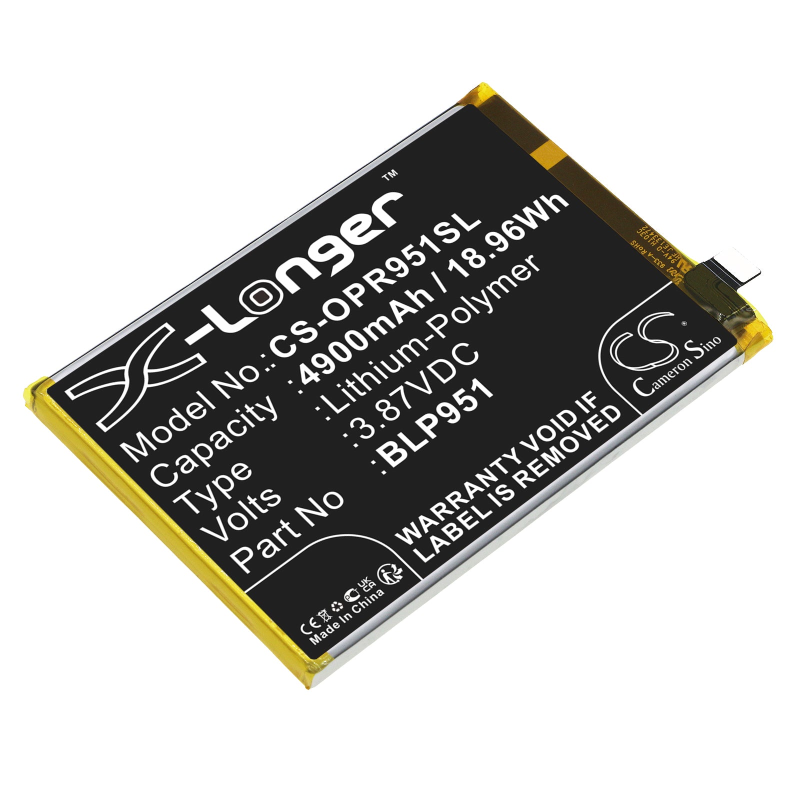 4900mAh Replacement Battery for OPPO Realme 10 Pro+ (RMX3687, RMX3686) - BLP951 Li-Polymer Phone Battery, 3.87V - Mobile Phone Repair Part