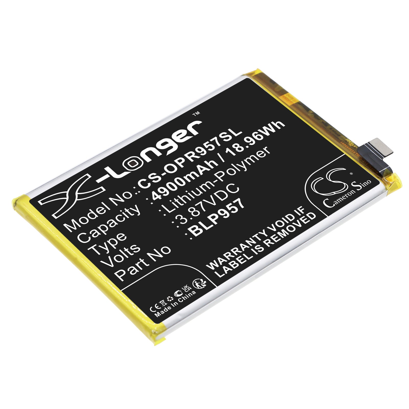 4900mAh Replacement Battery for OPPO Realme 10 5G RMX3630, BLP957 - 3.87V Li-Polymer Cell Phone Battery