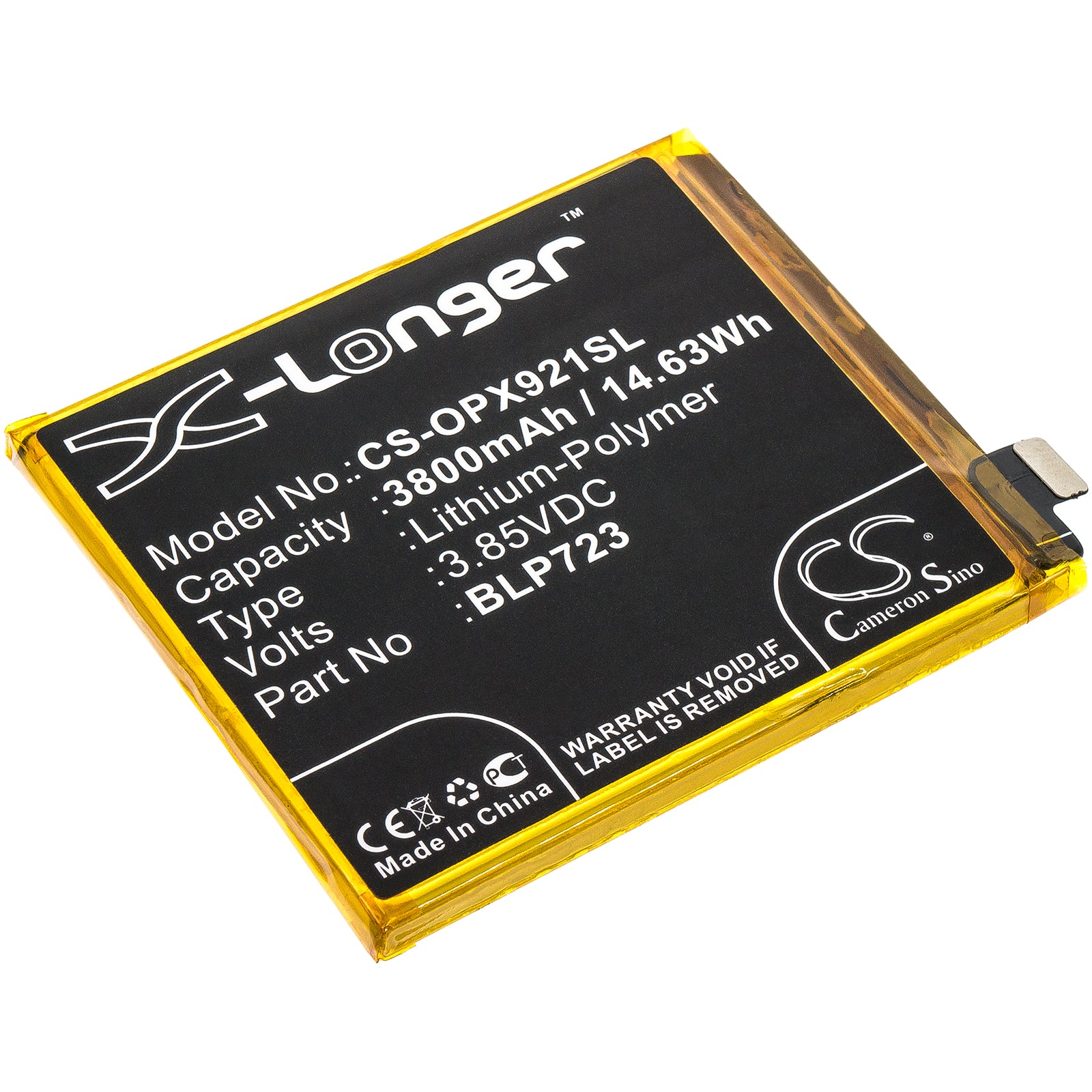 3800mAh Replacement Battery for OPPO Realme XT/XT Premium (RMX1921) - 3.85V Li-Polymer, BLP723