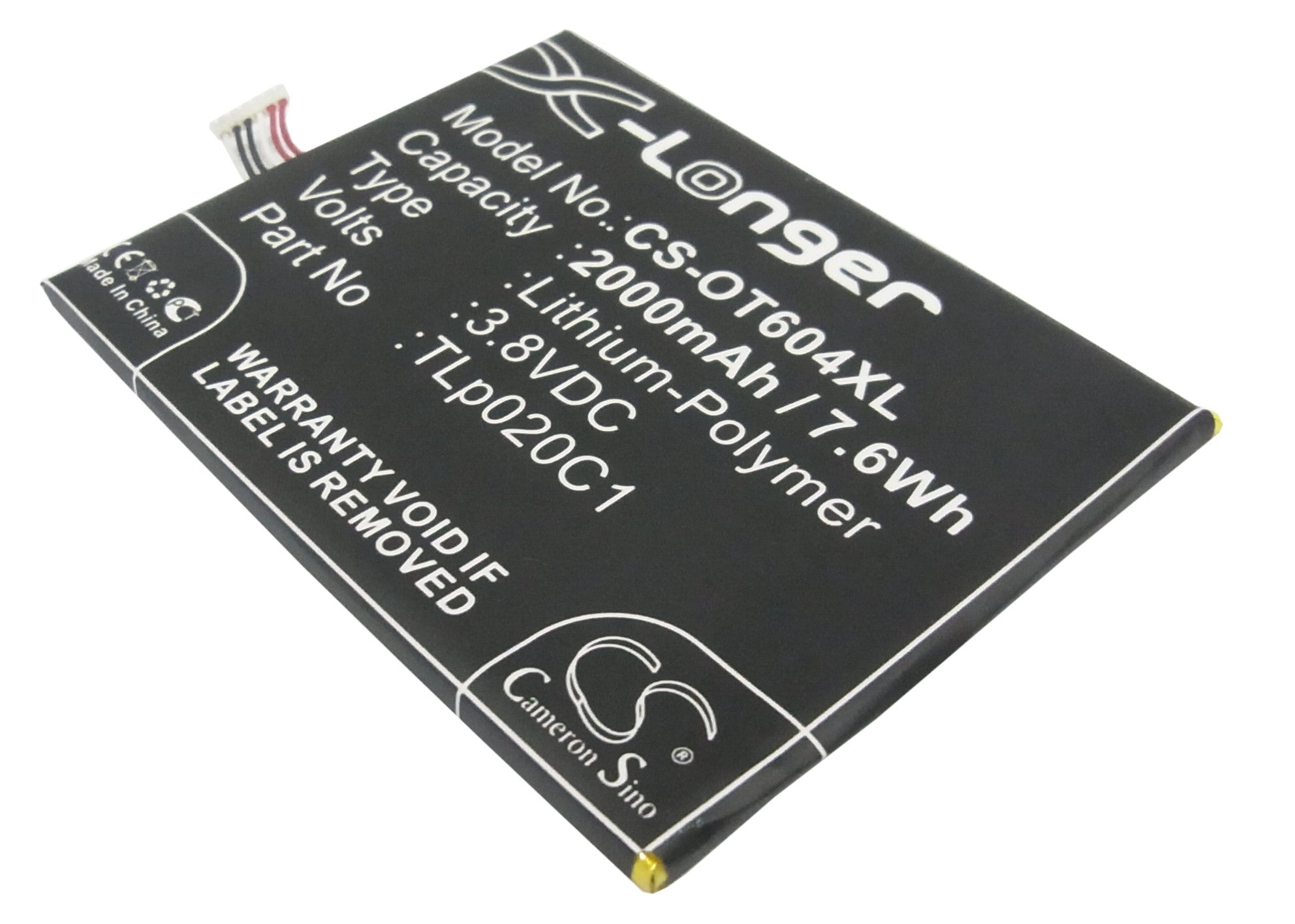 2000mAh Replacement Battery for Alcatel One Touch Idol X & TCL S950 Smartphones - 3.8V Li-Polymer
