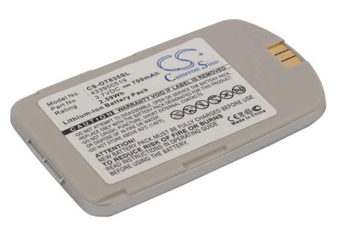 700mAh Replacement Battery for Alcatel OT-825 & OT-835 - 3.7V Lithium-ion Cell Phone Battery, Part# 433950519