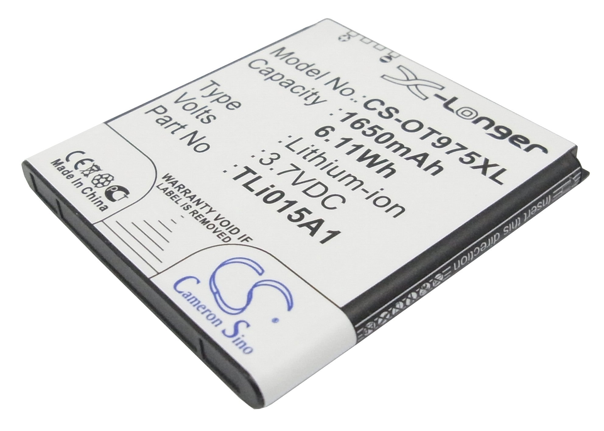 1650mAh Replacement Battery for Alcatel OT-975 & Vodafone Smart III - 3.7V Li-ion - Premium Quality - Phone Power Boost