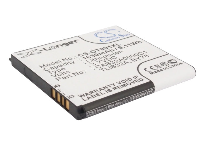 1650mAh 3.7V Li-ion Replacement Battery for Alcatel One Touch 991D, 992D, Star, T'Pop & More - Reliable Power