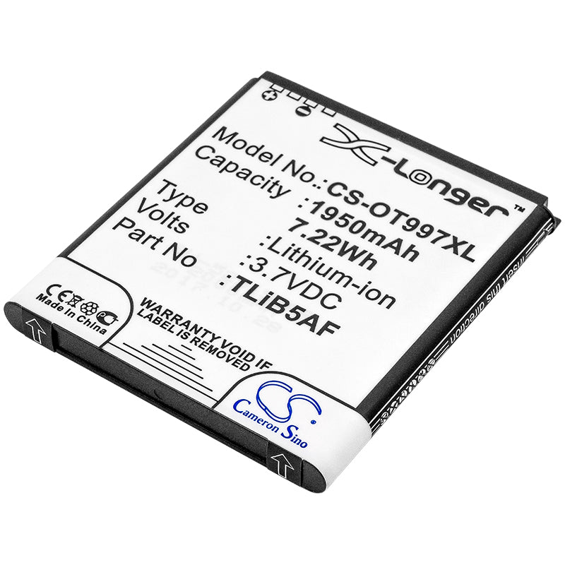 1950mAh Replacement Battery for Alcatel One Touch 997D 5035D XPop - 3.7V Li-ion - MW40 LinkZone, TCL S800, BASE Lutea 3