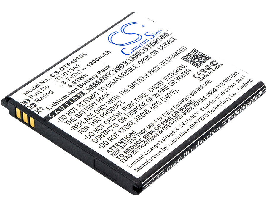 1300mAh Replacement Battery for Alcatel One Touch Pixi 4 3.5" OT-4017 Series Smartphone - 3.7V Li-ion
