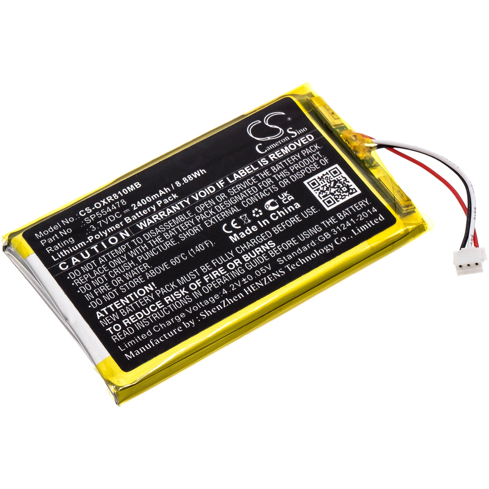 2400mAh Replacement Battery for Infant Optics DXR-8 Pro Baby Monitor - 3.7V Li-Polymer - SP554478 Upgrade