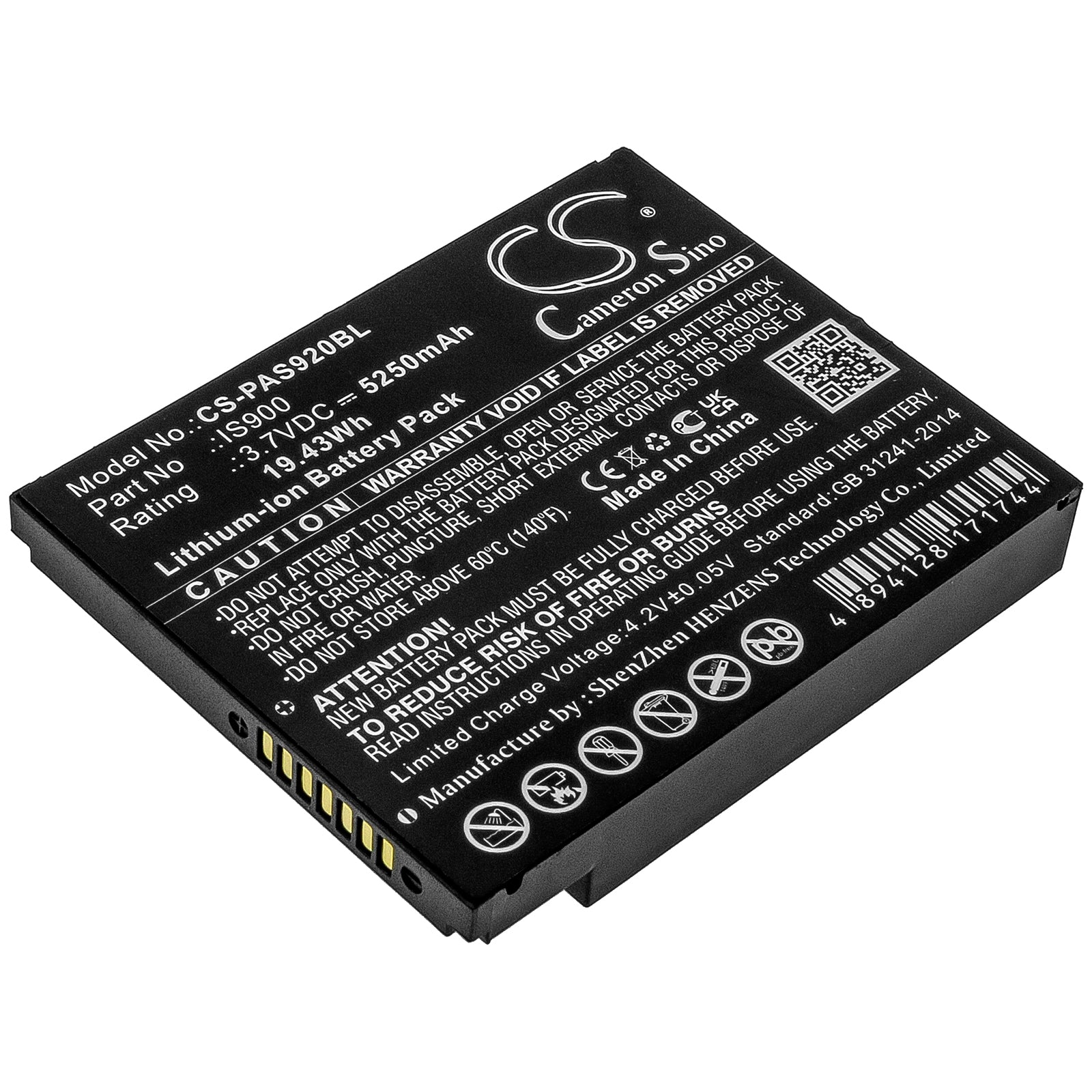 5250mAh Battery for Pax A920 & A920C - 3.7V Li-ion Replacement, Extended Life Terminal Power