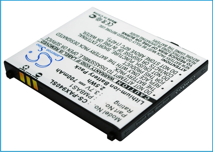 700mAh Replacement Battery for Panasonic 001P, 940P, 941 Smartphones - 3.7V Li-ion PMBAS1