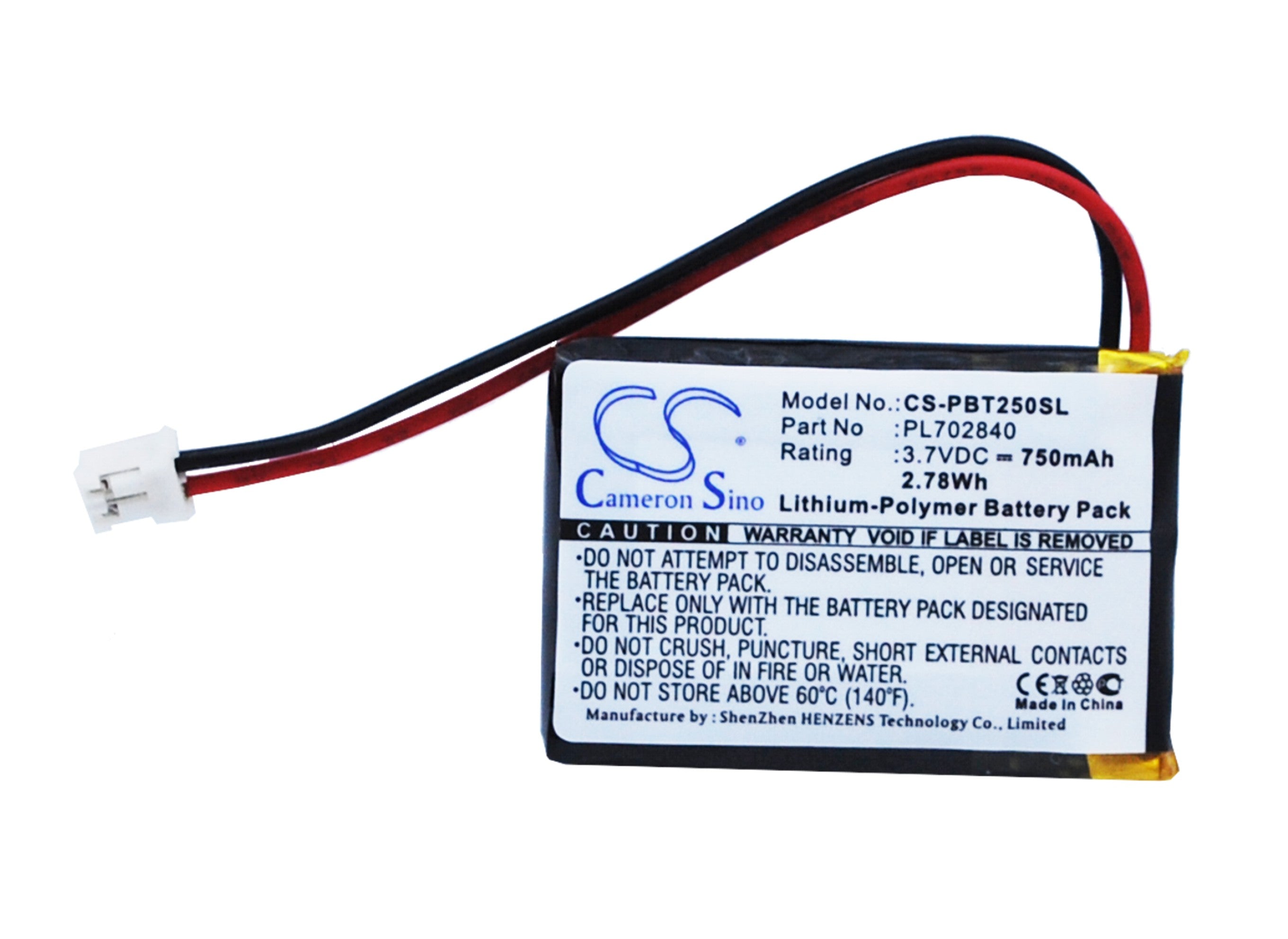 750mAh 3.7V Li-Polymer Replacement Battery for Philips BT2500 BT64 Speakers - PL702840