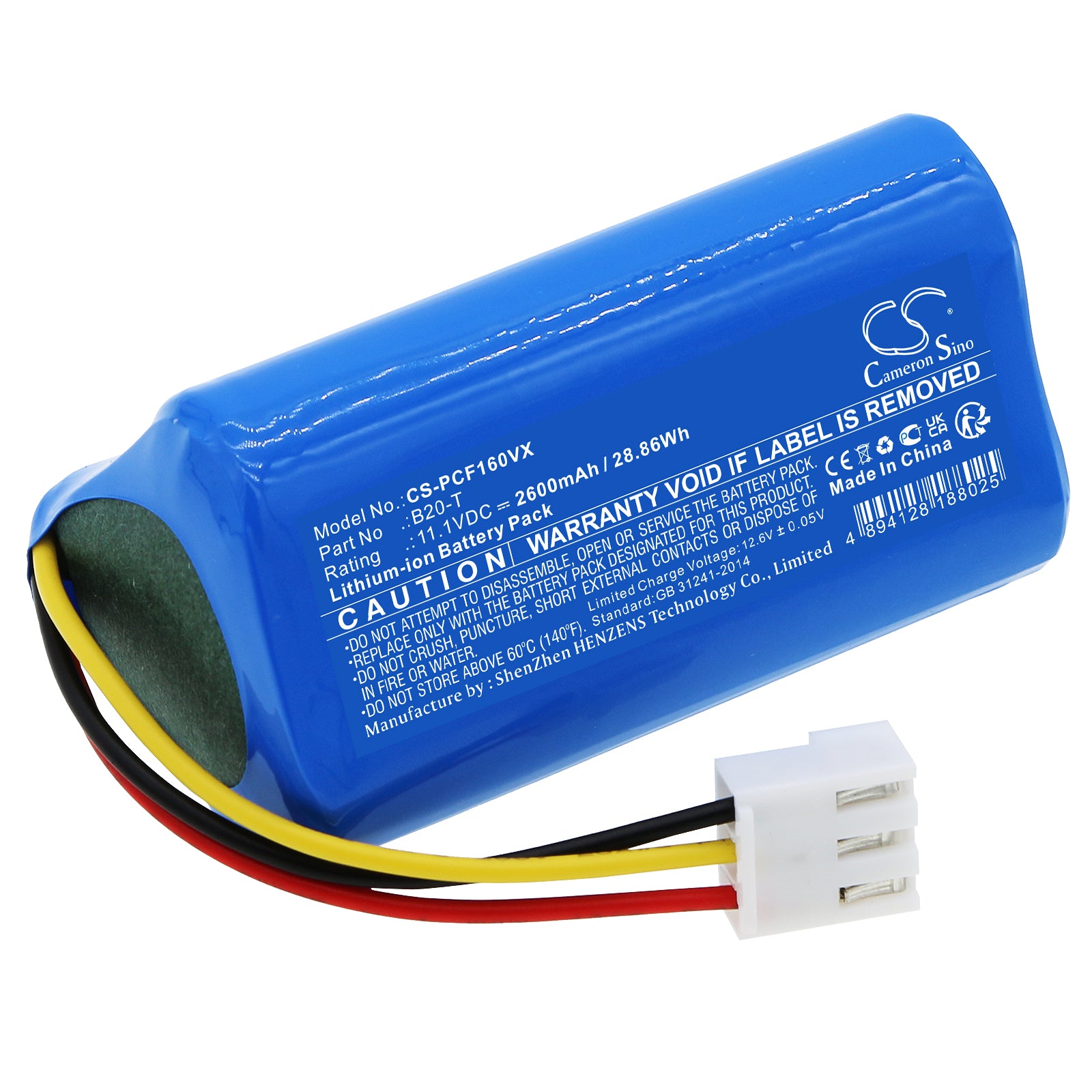 2600mAh Replacement Battery for Proscenic F16 Robot Vacuum - 11.1V Li-ion, B20-T Compatible