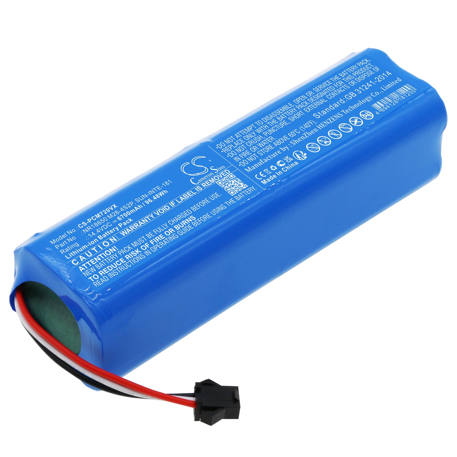6700mAh 14.4V Li-ion Battery for Arnagar S8 Pro/Viomi S9/Roidmi Eve Plus/Ultenic T10 Robot Vacuum - Extended Run Time Upgrade
