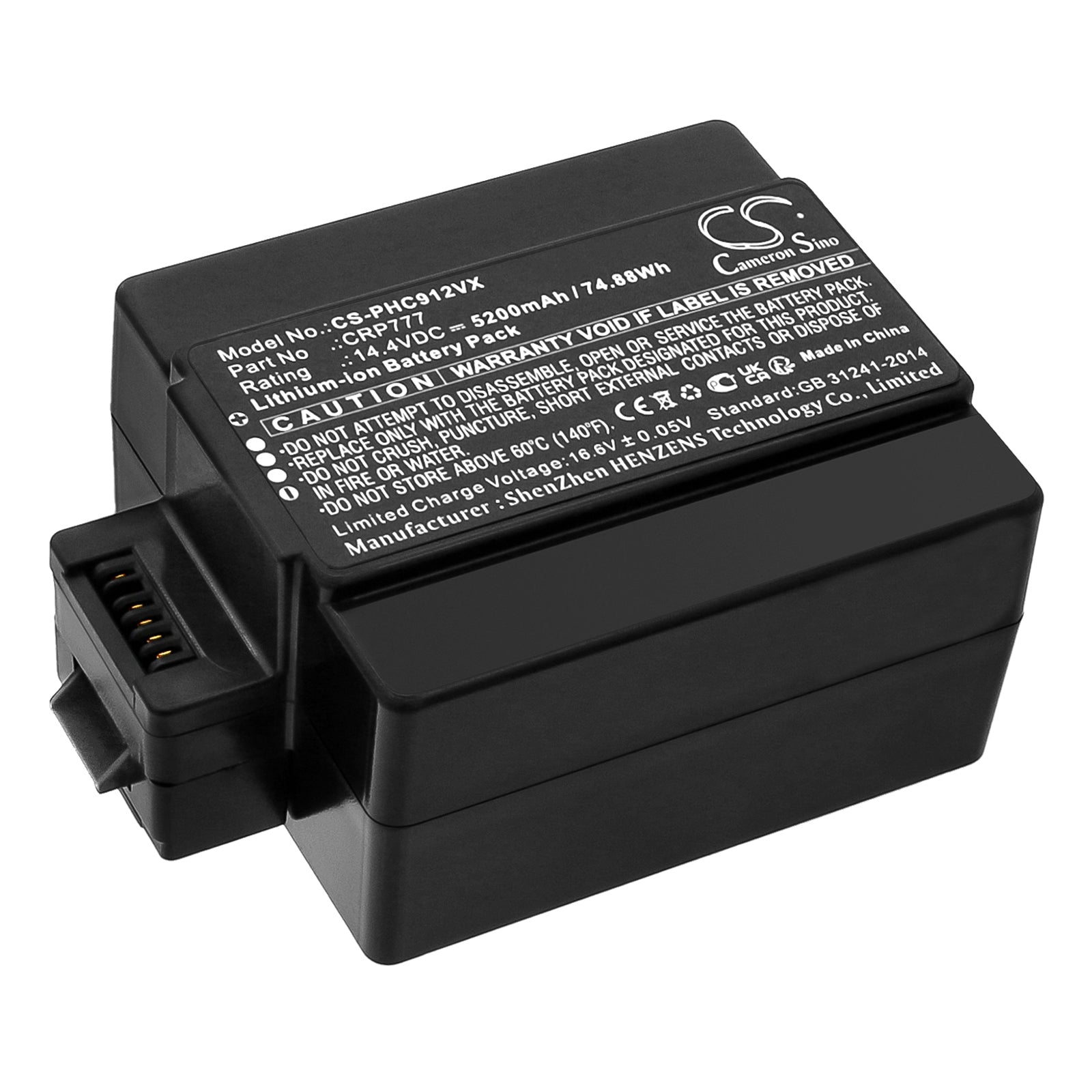 5200mAh 14.4V Li-ion Replacement Battery for Philips HomeRun FC9910 & ICLEBO Robot Vacuums - Extended Runtime