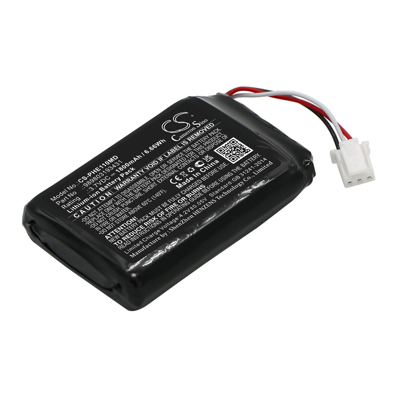 1800mAh 3.7V Li-ion Replacement Battery for Philips Mercury Free Blood Pressure Monitor EME11-P506