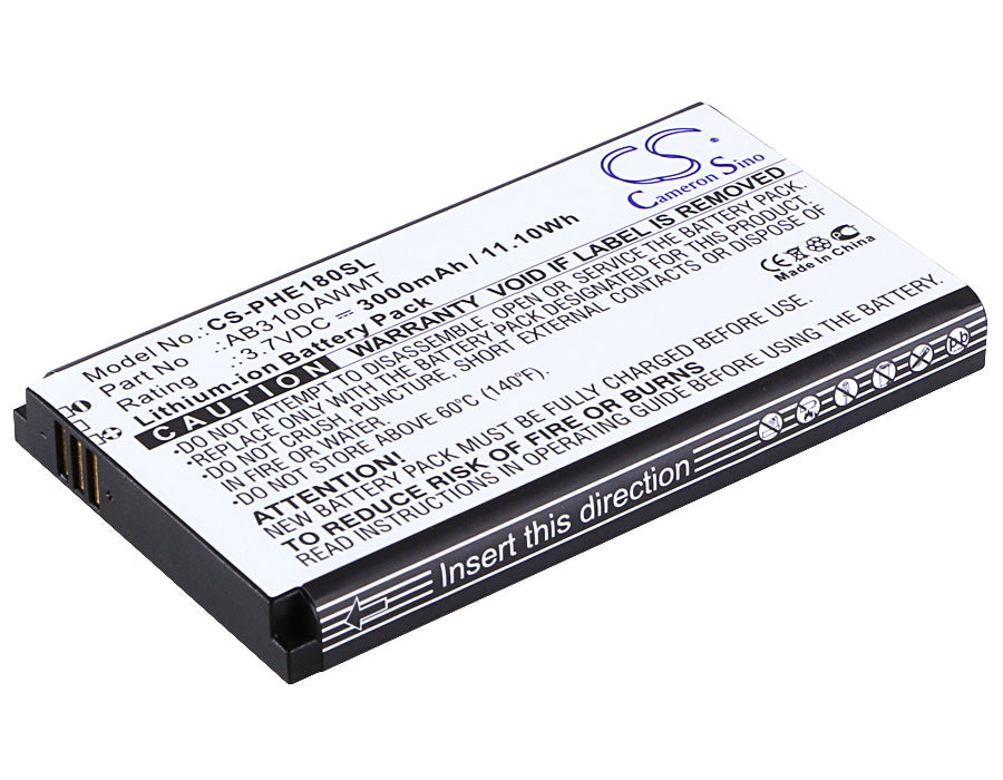 3000mAh Replacement Battery for Philips Xenium E180 & X5500 Smartphones - 3.7V Li-ion - Extended Life